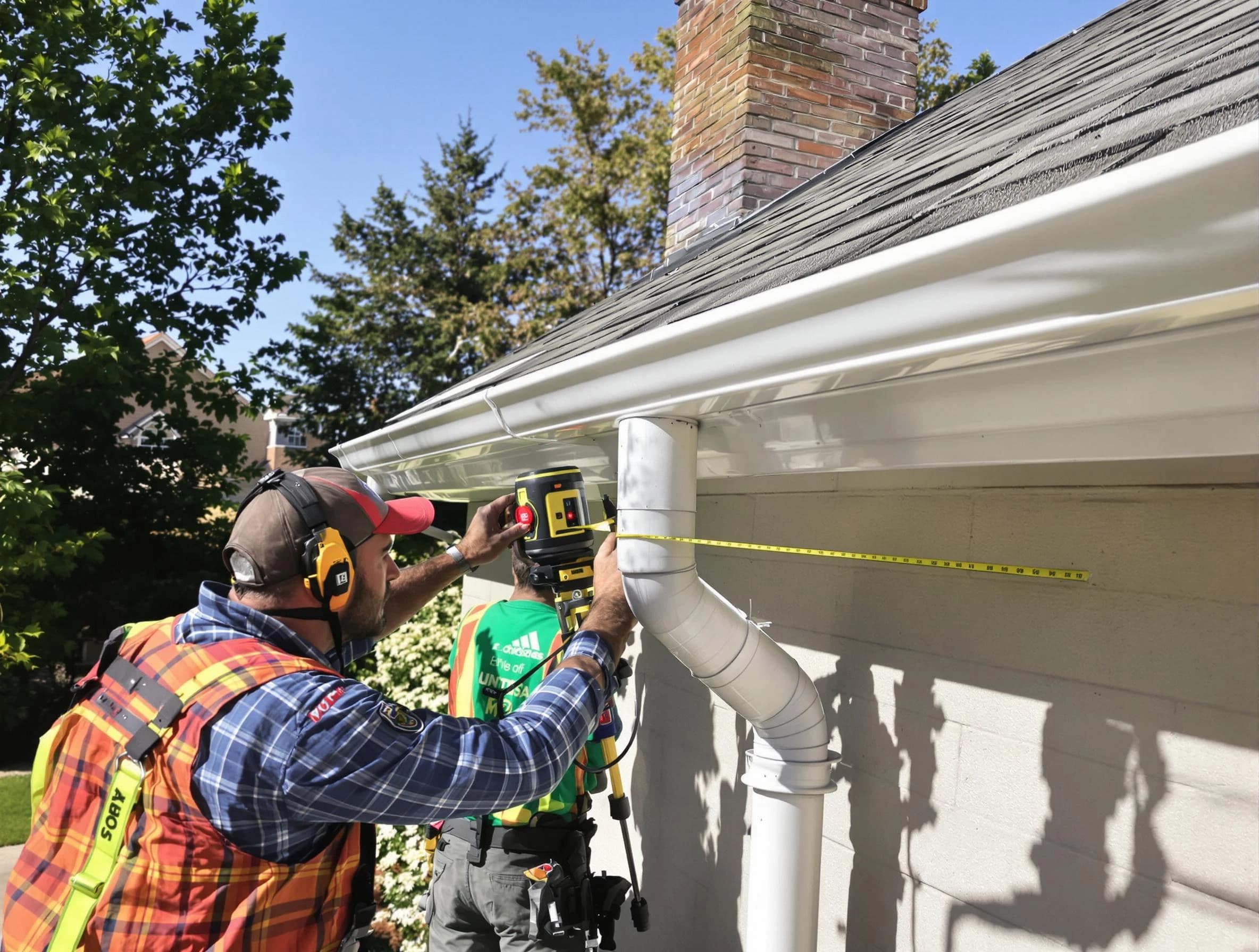Bay Village Roofing Company installing downspouts at a property in Bay Village, OH