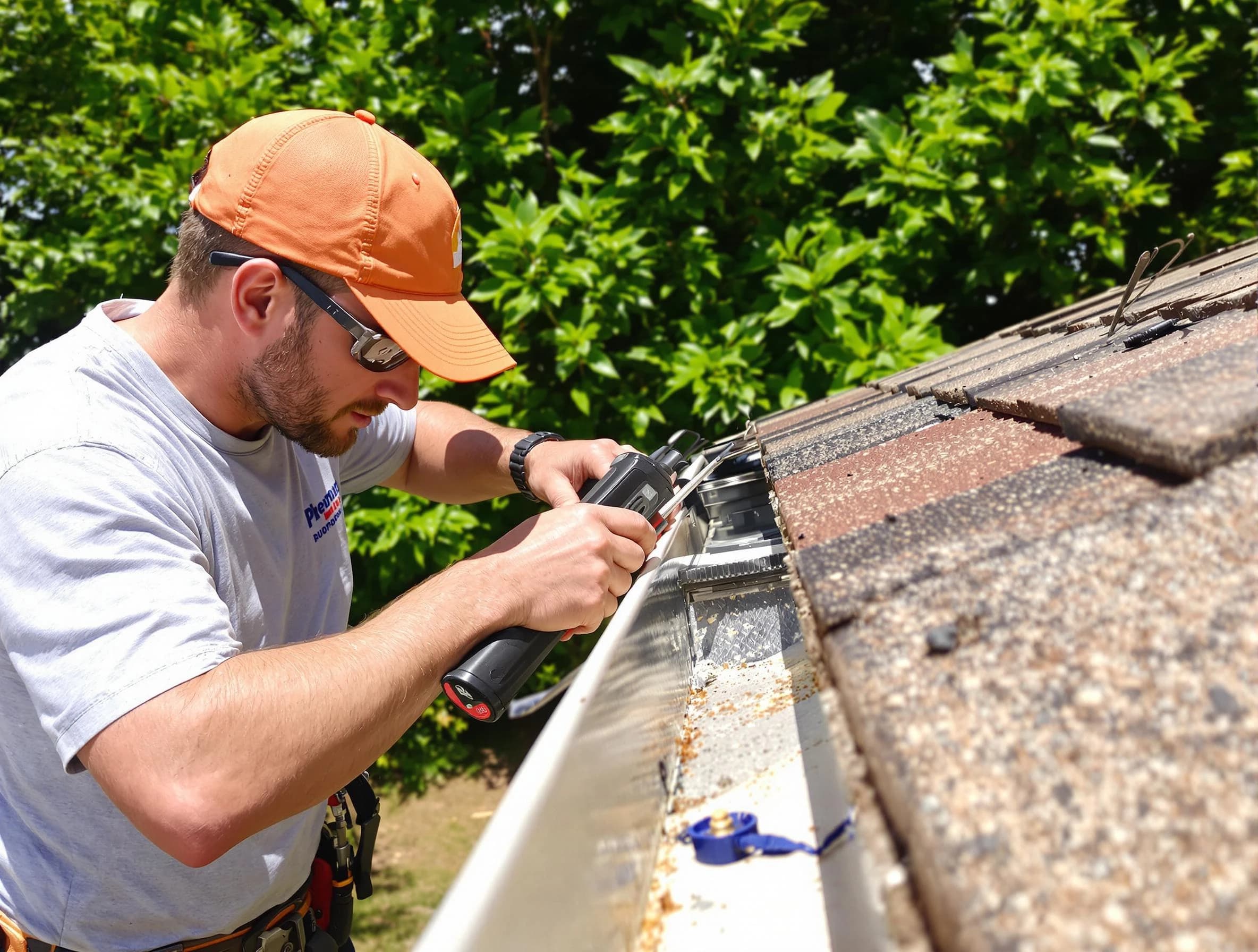 Bay Village Roofing Company specialists conducting a gutter repair in Bay Village, OH
