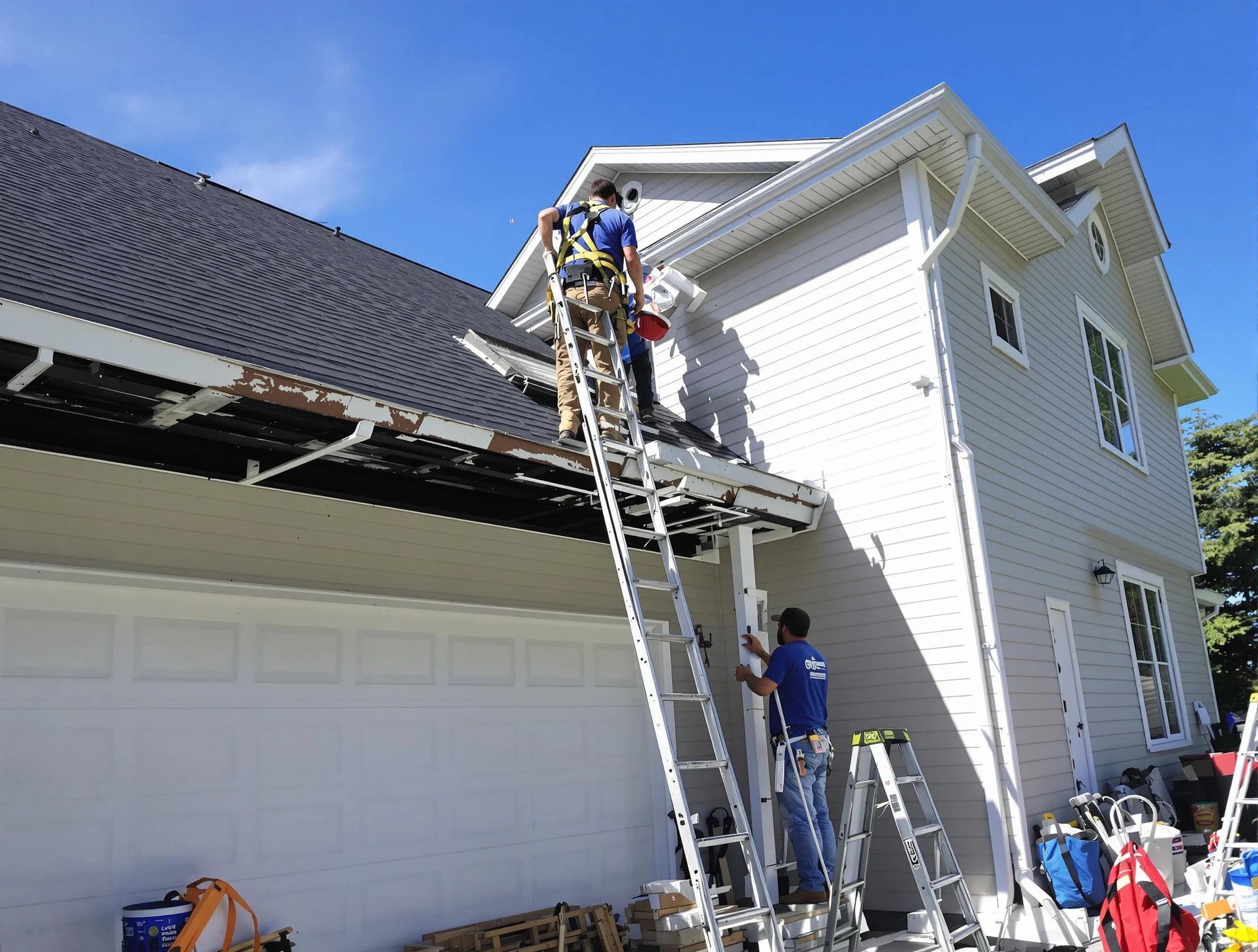 Newly replaced gutters by Bay Village Roofing Company in Bay Village, OH