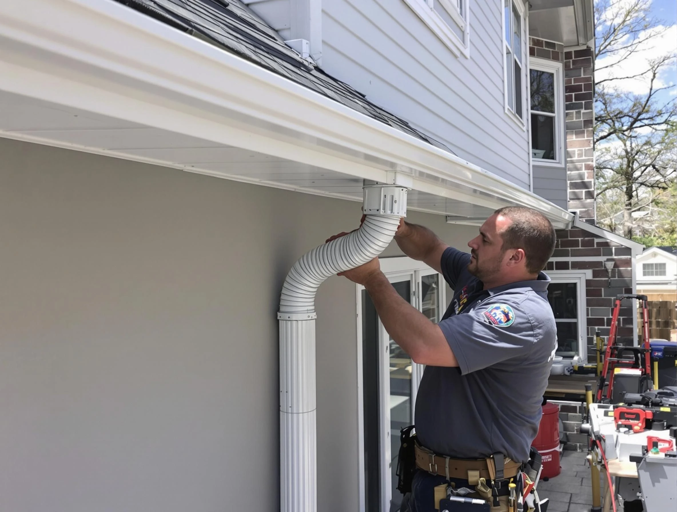 Downspouts installed by Bay Village Roofing Company to guide water away in Bay Village, OH