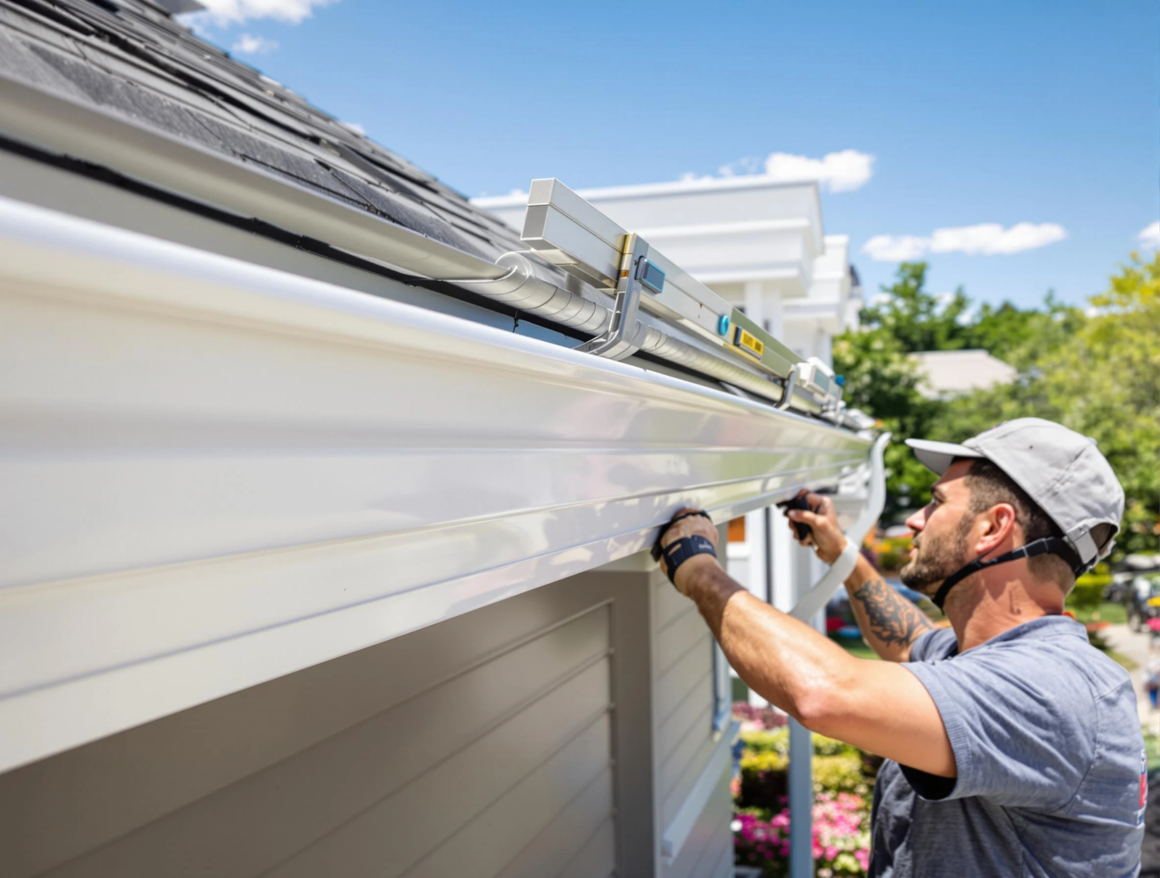 Newly installed gutters by Bay Village Roofing Company for a home in Bay Village, OH